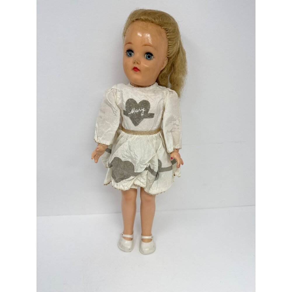 Vintage Ideal Saucy Walker "Mary" Doll 16 Blonde Hair 1950s Original Dress Shoes
